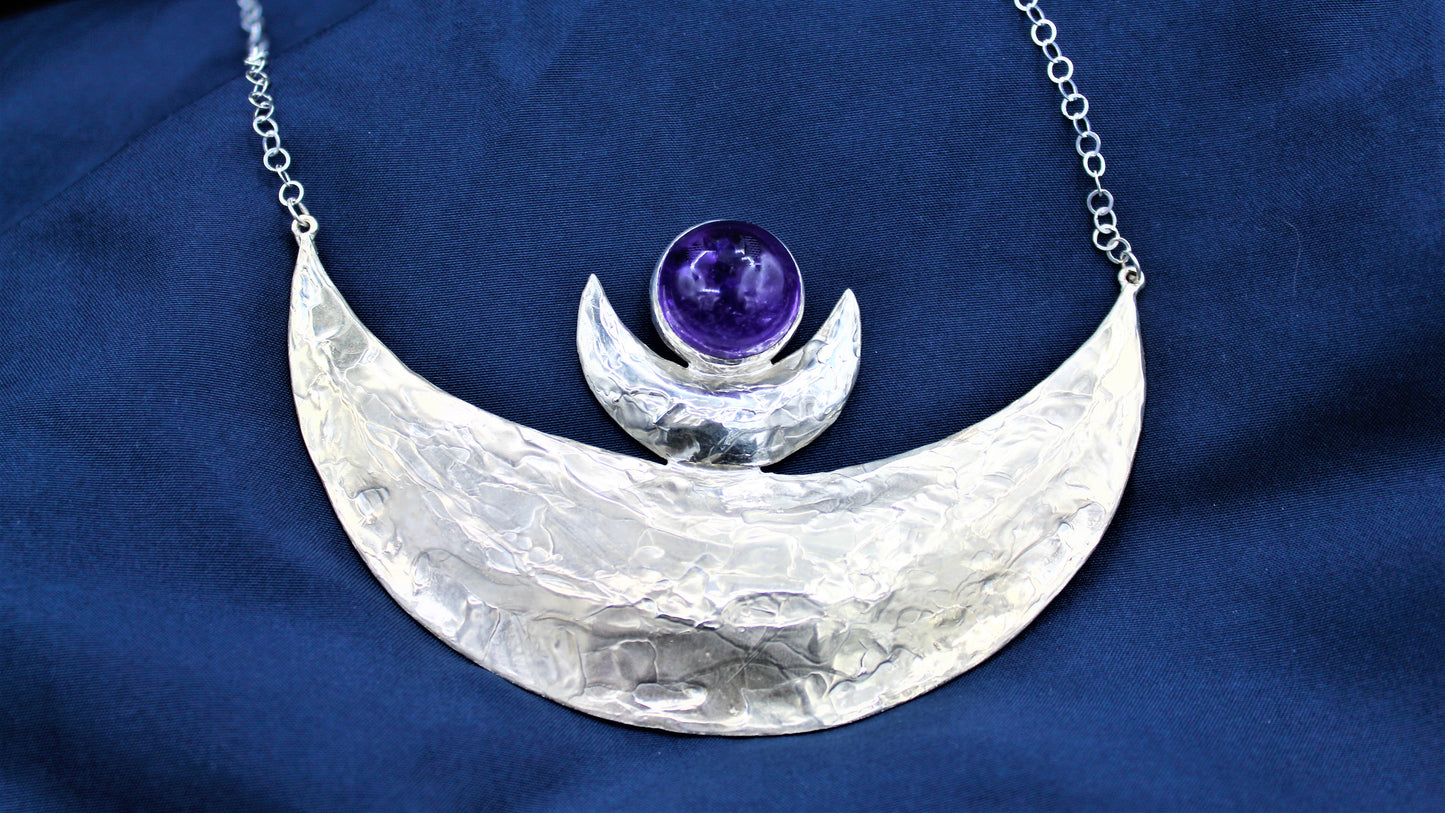 TRIPLICE LUNA -collana in argento 925 e ametista-