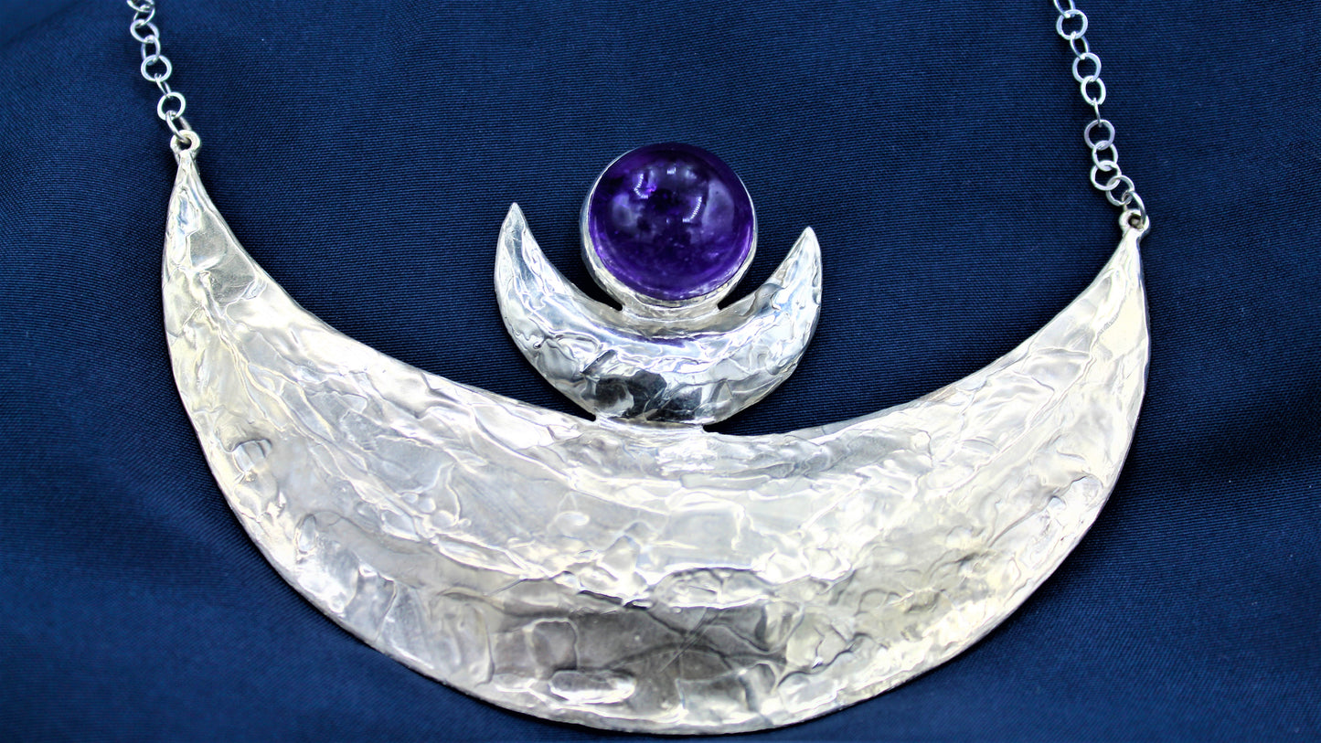 TRIPLICE LUNA -collana in argento 925 e ametista-
