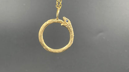 Ciondolo uroboro bronzo e zaffiro