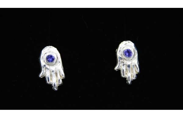 Mano universale -orecchini in argento 925 con tanzanite-