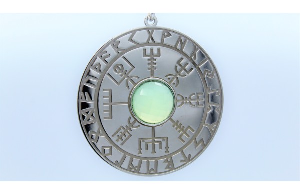 Vegvisir -collana in argento 925 con acquamarina-