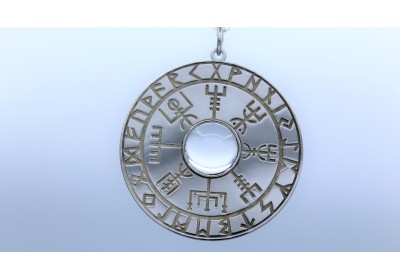 Vegvisir -collana in argento 925 con quarzo ialino-