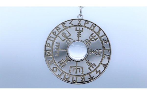 Vegvisir -collana in argento 925 con quarzo ialino-