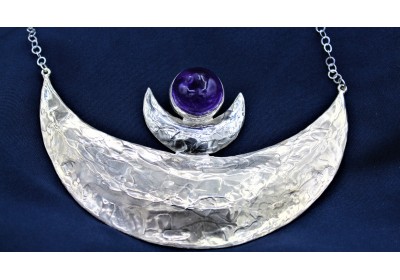 TRIPLICE LUNA -collana in argento 925 e ametista- 