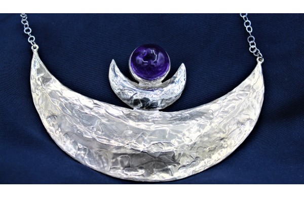 TRIPLICE LUNA -collana in argento 925 e ametista- 